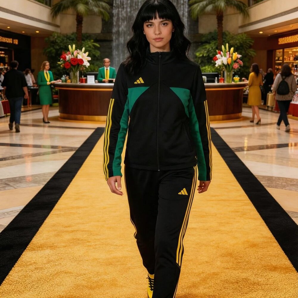Adidas Women’s Track Jacket Small JW6815 Black Bold Green Haz Zip-Up‎